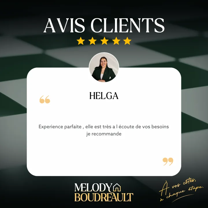 Avis 5 étoiles de Helga : Expérience parfaite, elle est très à l'écoute de vos besoins, je recommande.